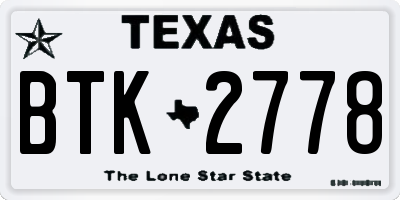 TX license plate BTK2778
