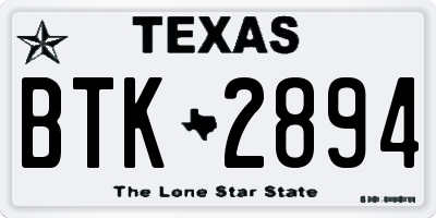 TX license plate BTK2894