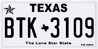 TX license plate BTK3109