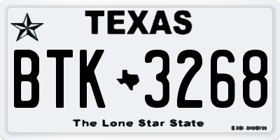 TX license plate BTK3268