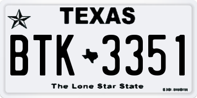 TX license plate BTK3351
