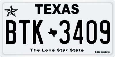 TX license plate BTK3409
