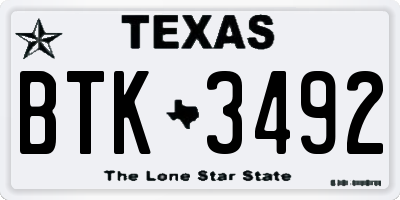 TX license plate BTK3492