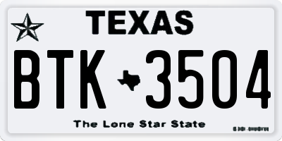 TX license plate BTK3504