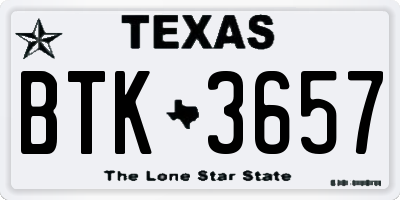 TX license plate BTK3657