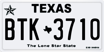 TX license plate BTK3710