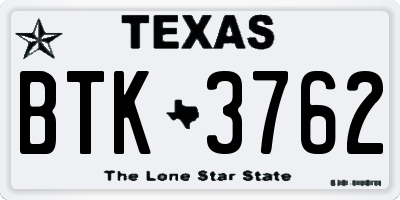 TX license plate BTK3762