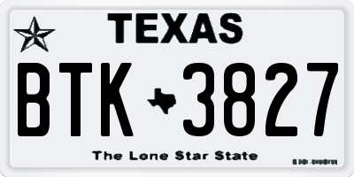TX license plate BTK3827