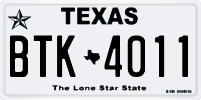 TX license plate BTK4011