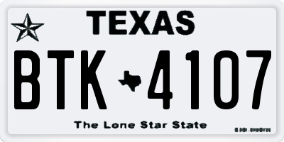 TX license plate BTK4107