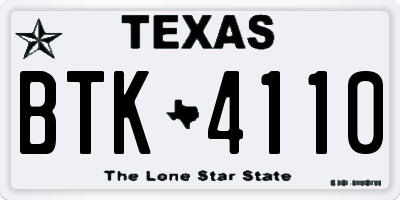 TX license plate BTK4110