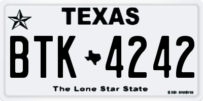 TX license plate BTK4242