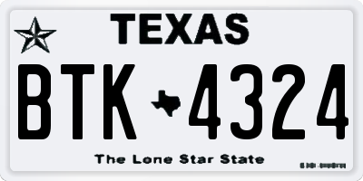 TX license plate BTK4324
