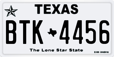 TX license plate BTK4456