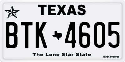 TX license plate BTK4605