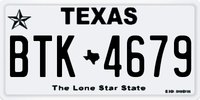 TX license plate BTK4679