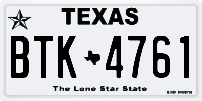 TX license plate BTK4761