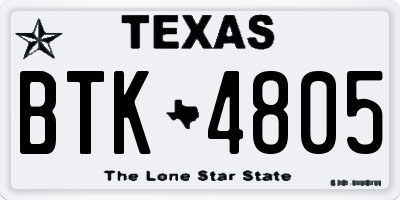 TX license plate BTK4805