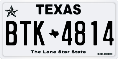 TX license plate BTK4814