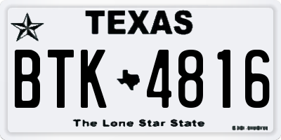 TX license plate BTK4816
