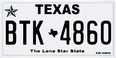 TX license plate BTK4860