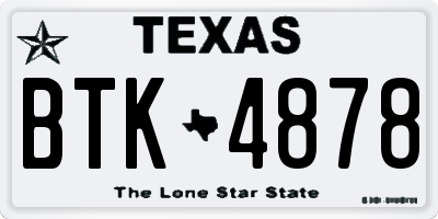 TX license plate BTK4878