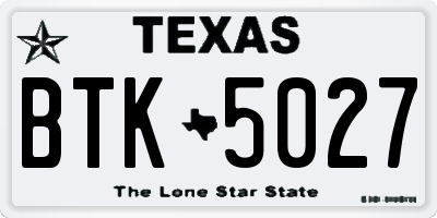 TX license plate BTK5027