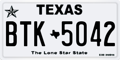 TX license plate BTK5042