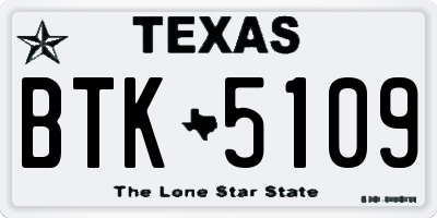 TX license plate BTK5109