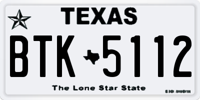 TX license plate BTK5112