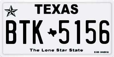 TX license plate BTK5156