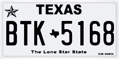 TX license plate BTK5168