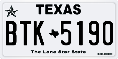 TX license plate BTK5190