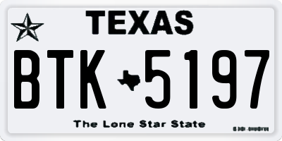 TX license plate BTK5197