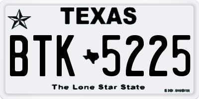 TX license plate BTK5225