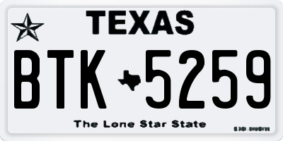TX license plate BTK5259