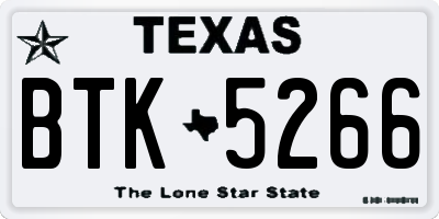 TX license plate BTK5266