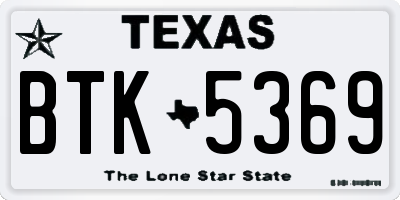 TX license plate BTK5369