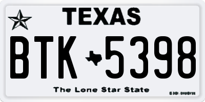 TX license plate BTK5398