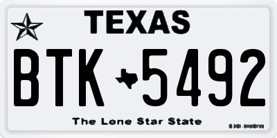 TX license plate BTK5492