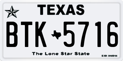 TX license plate BTK5716