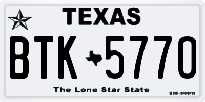 TX license plate BTK5770