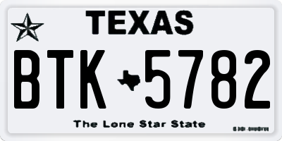 TX license plate BTK5782