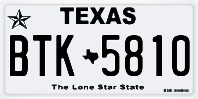 TX license plate BTK5810