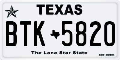 TX license plate BTK5820
