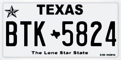 TX license plate BTK5824