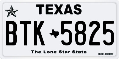 TX license plate BTK5825