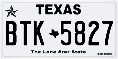 TX license plate BTK5827