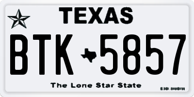 TX license plate BTK5857