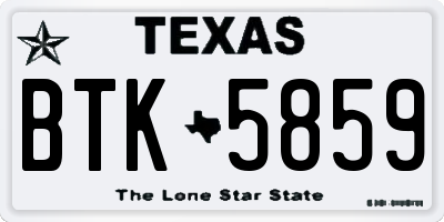 TX license plate BTK5859